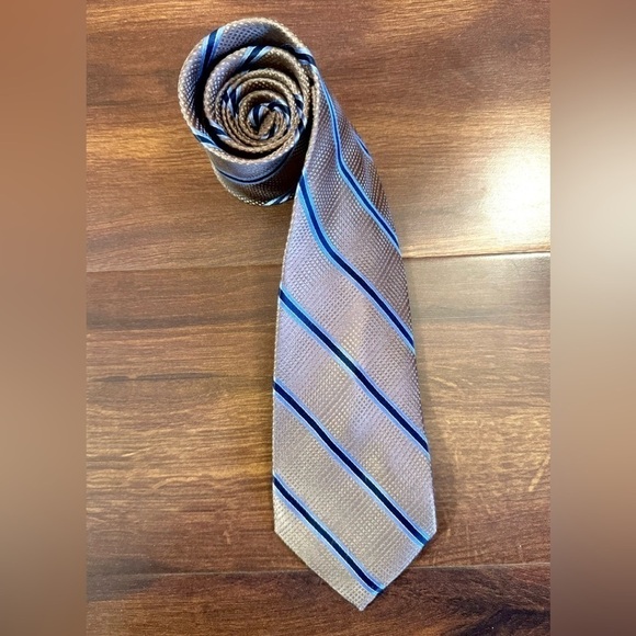 MICHAEL KORS Silk Brown Striped Necktie - Picture 1 of 9